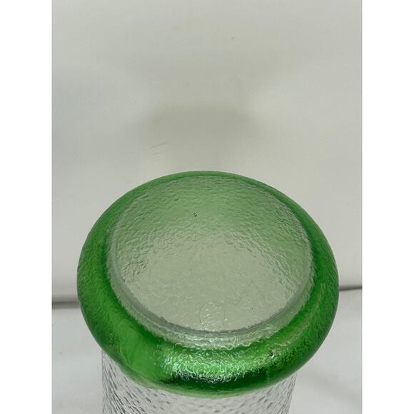 Vintage MCM Textured Glass Canister Jar Green Lid 10 Retro Kitchen Decor - Picture 3 of 8